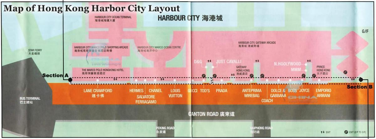 peta dari harbour city Hong Kong