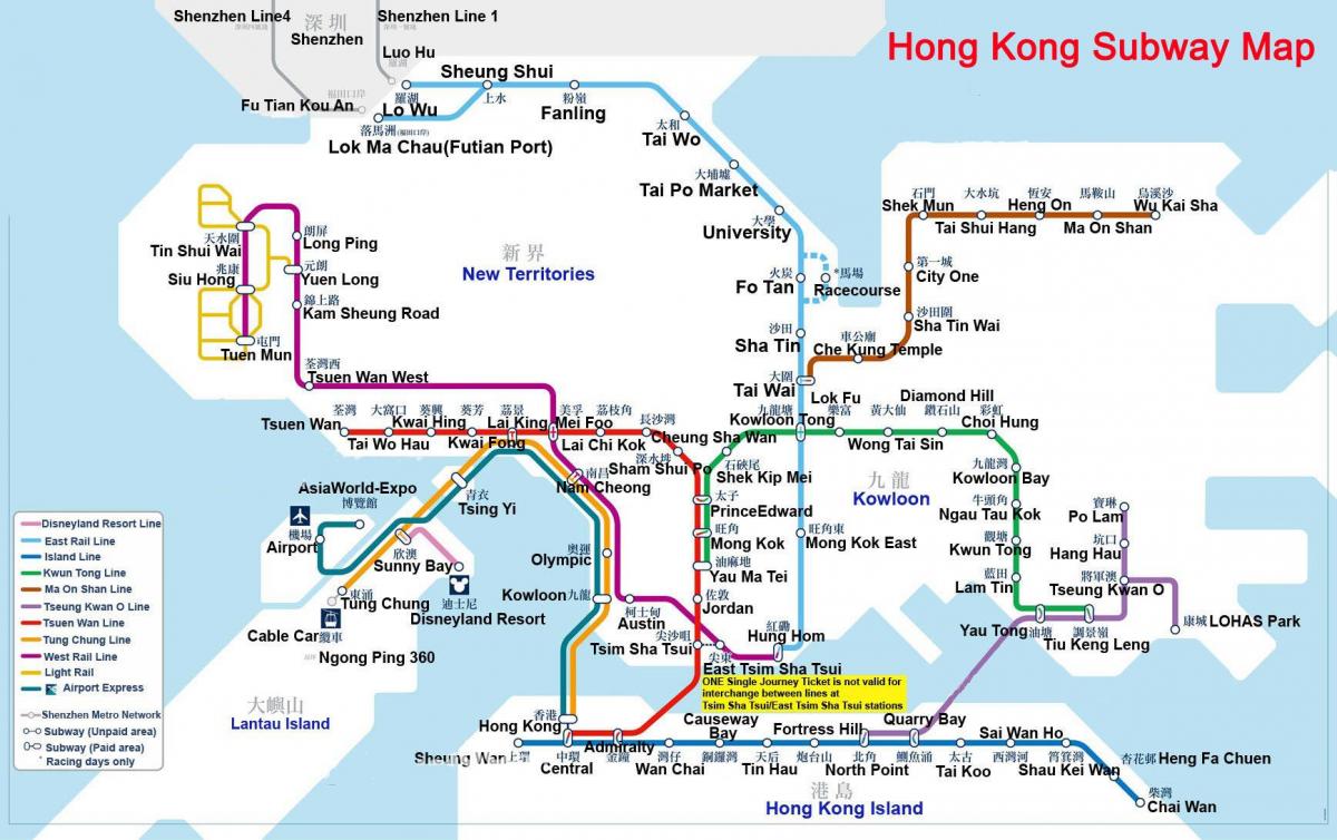 peta kereta bawah tanah Hong Kong