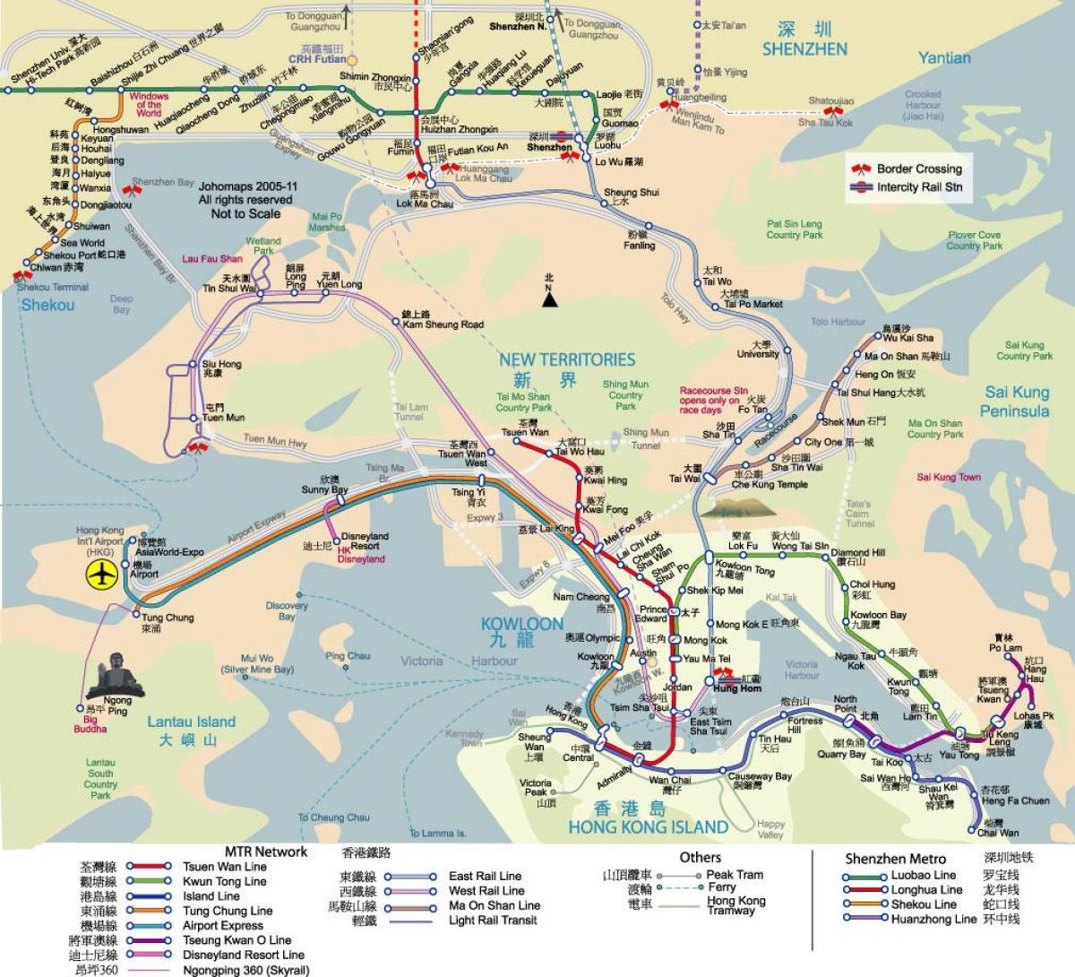 peta dari Hong Kong transit