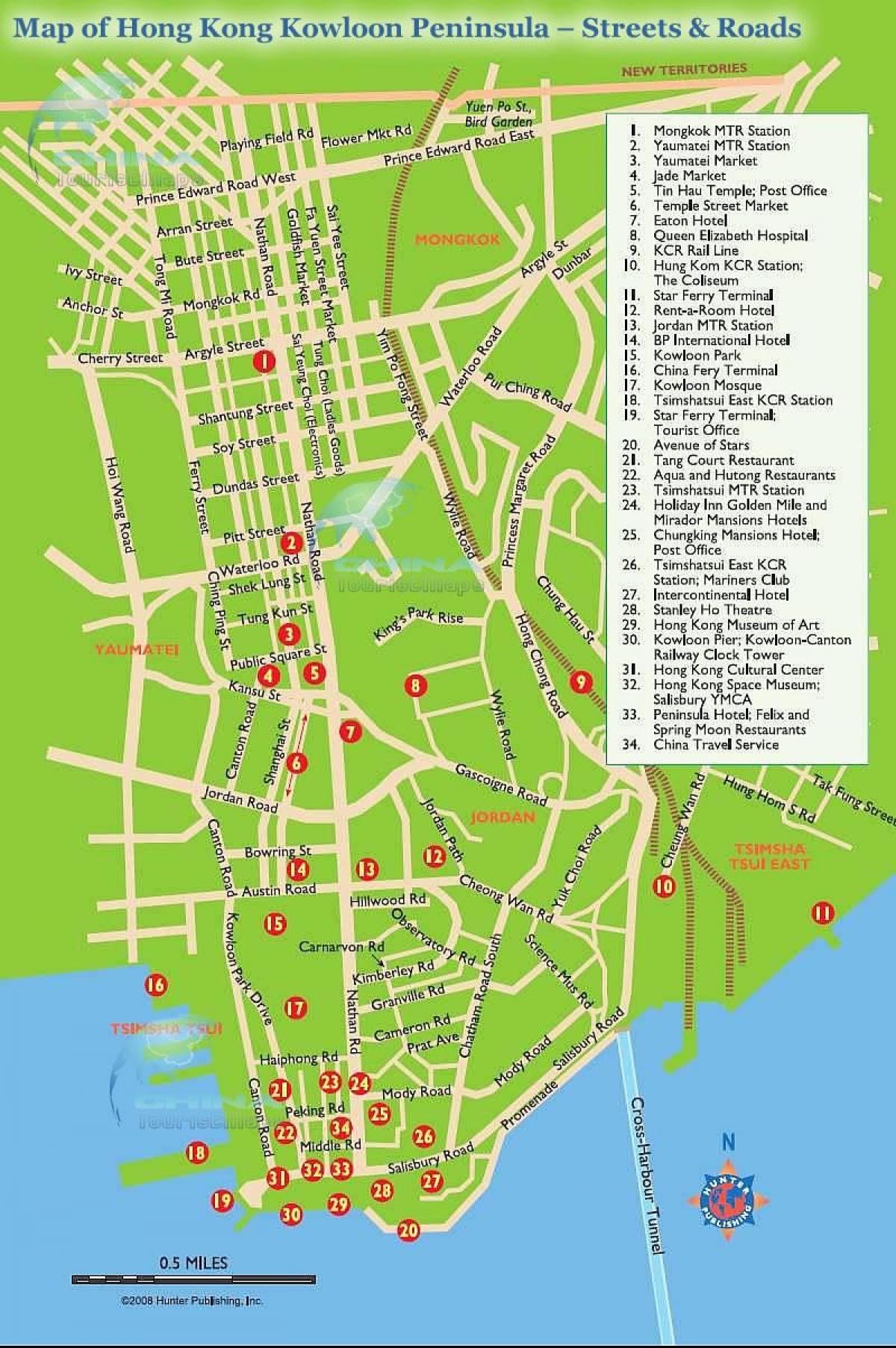 peta dari distrik pertokoan Nathan road Hong Kong