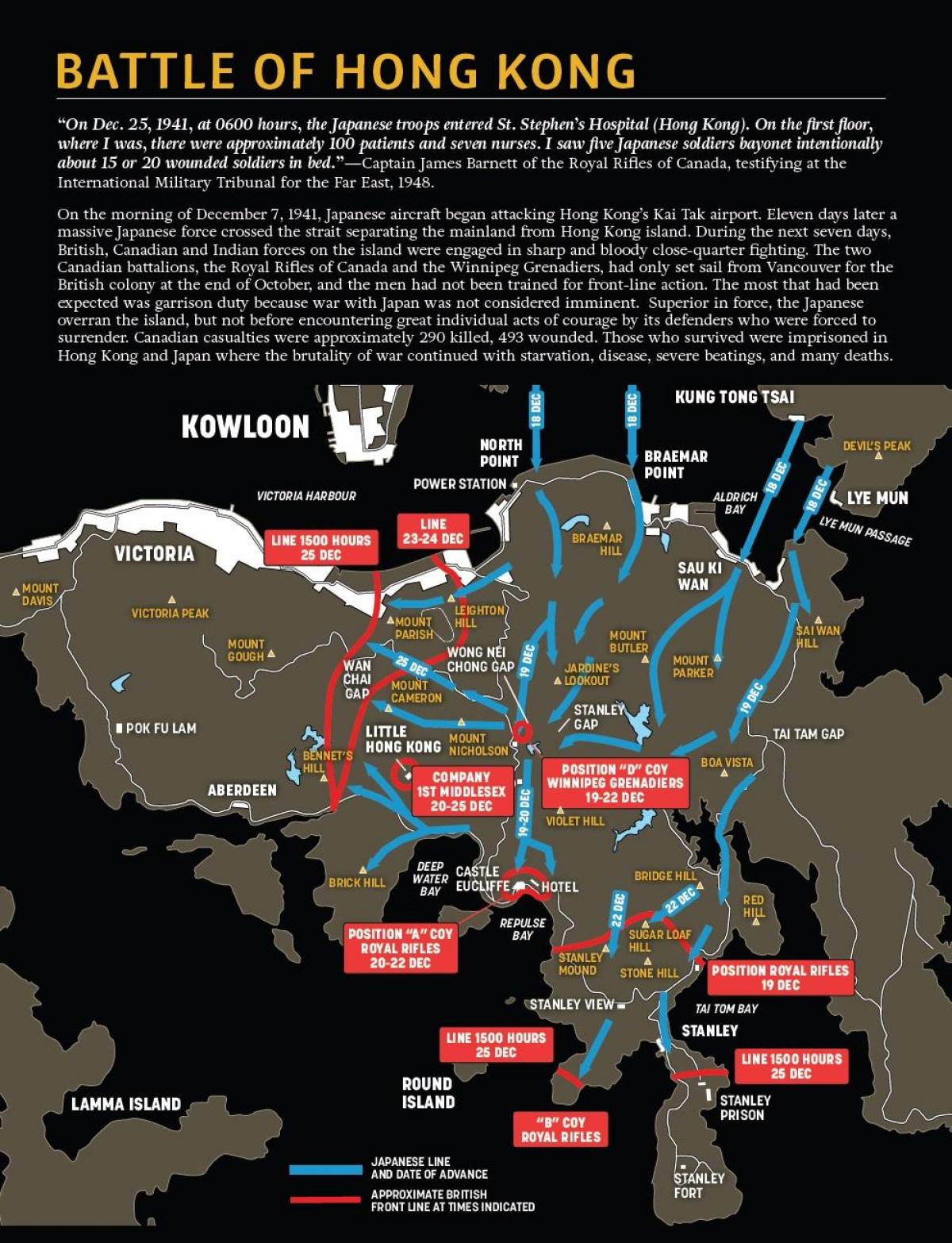peta dari pertempuran Hong Kong