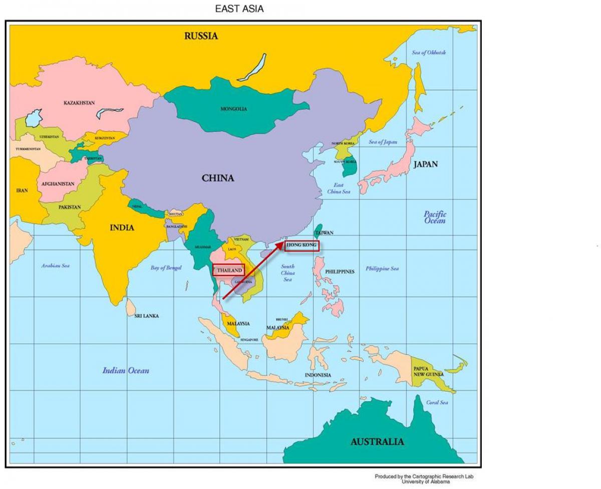 Hong Kong pada peta asia