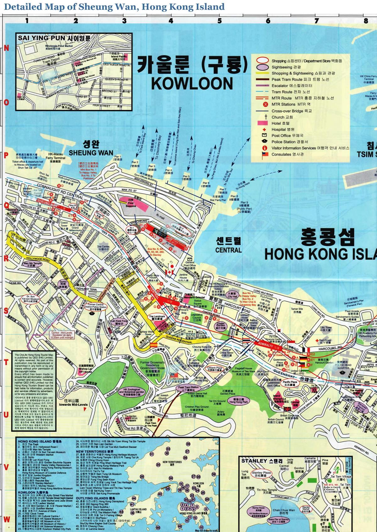 peta dari Sheung Wan, Hong Kong